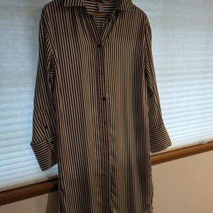 H&M Black and White Striped Midi Dress